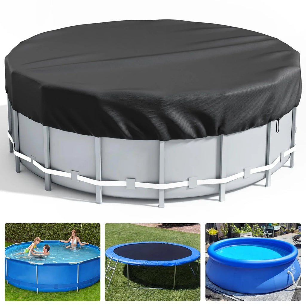 10Ft round above Ground Pool Cover for Inflatable Pool (Black)