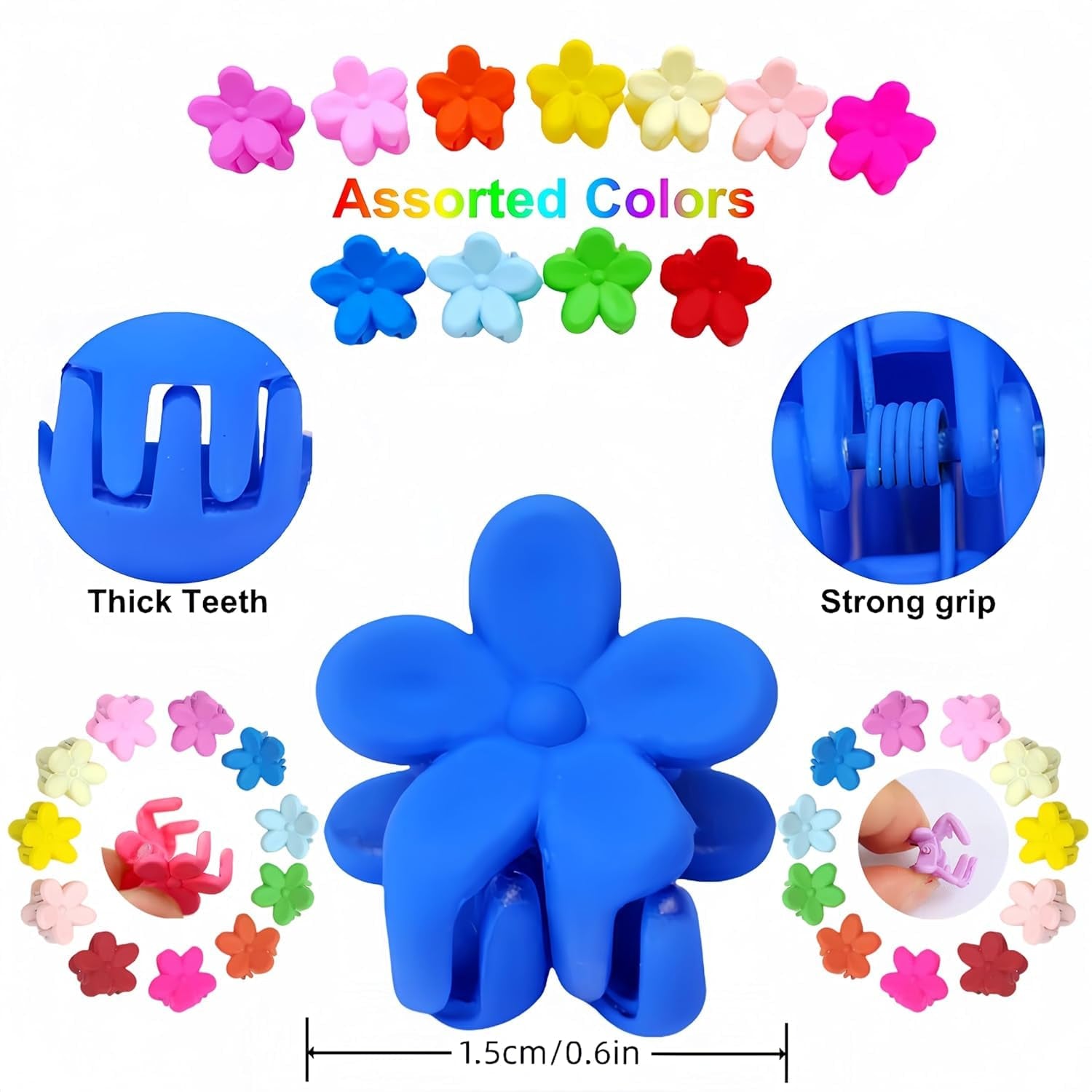 100Pcs Mini Flower Hair Clip Colorful  (Floral)