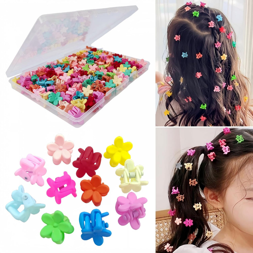 100Pcs Mini Flower Hair Clip Colorful  (Floral)