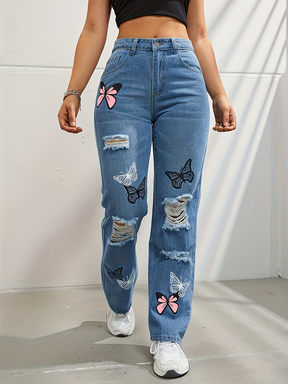High Waisted Straight Leg Jeans for Women