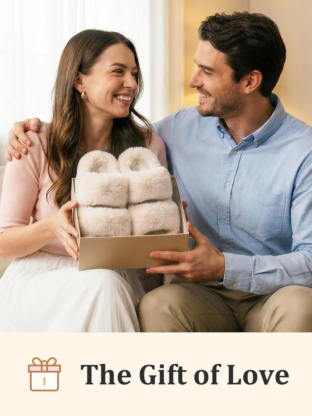 Women'S Fluffy Faux Fur Slippers Comfy Open Toe Two Band Slides with Fleece Lining and Rubber Sole