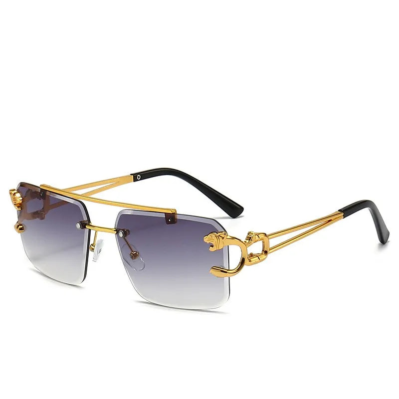 Fashion Trend Leopard Print Rimless Sunglasses